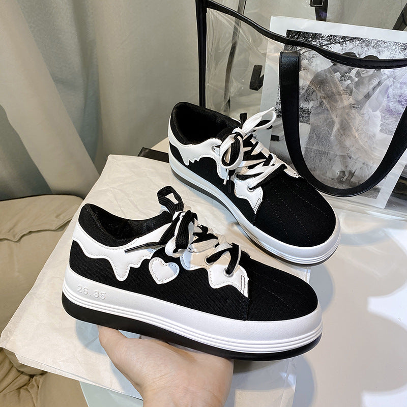 College Style Cute Niche Big Head Canvas Sneakers Women Trend